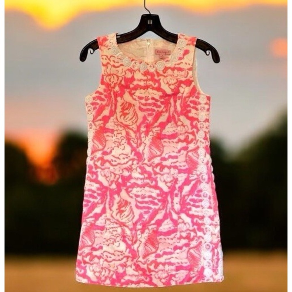 Lilly Pulitzer Girls MINI MILA SHIFT Dress Coral Reef Beside The Point Sixe 14 L